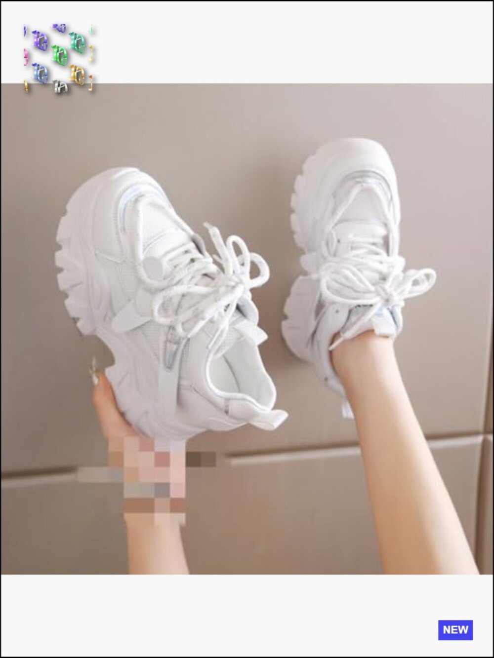 Chunky Platform Sneakers, Fashionable Lace-Up Dad Shoes, Casual Walking Shoes - Picture 4 of 7